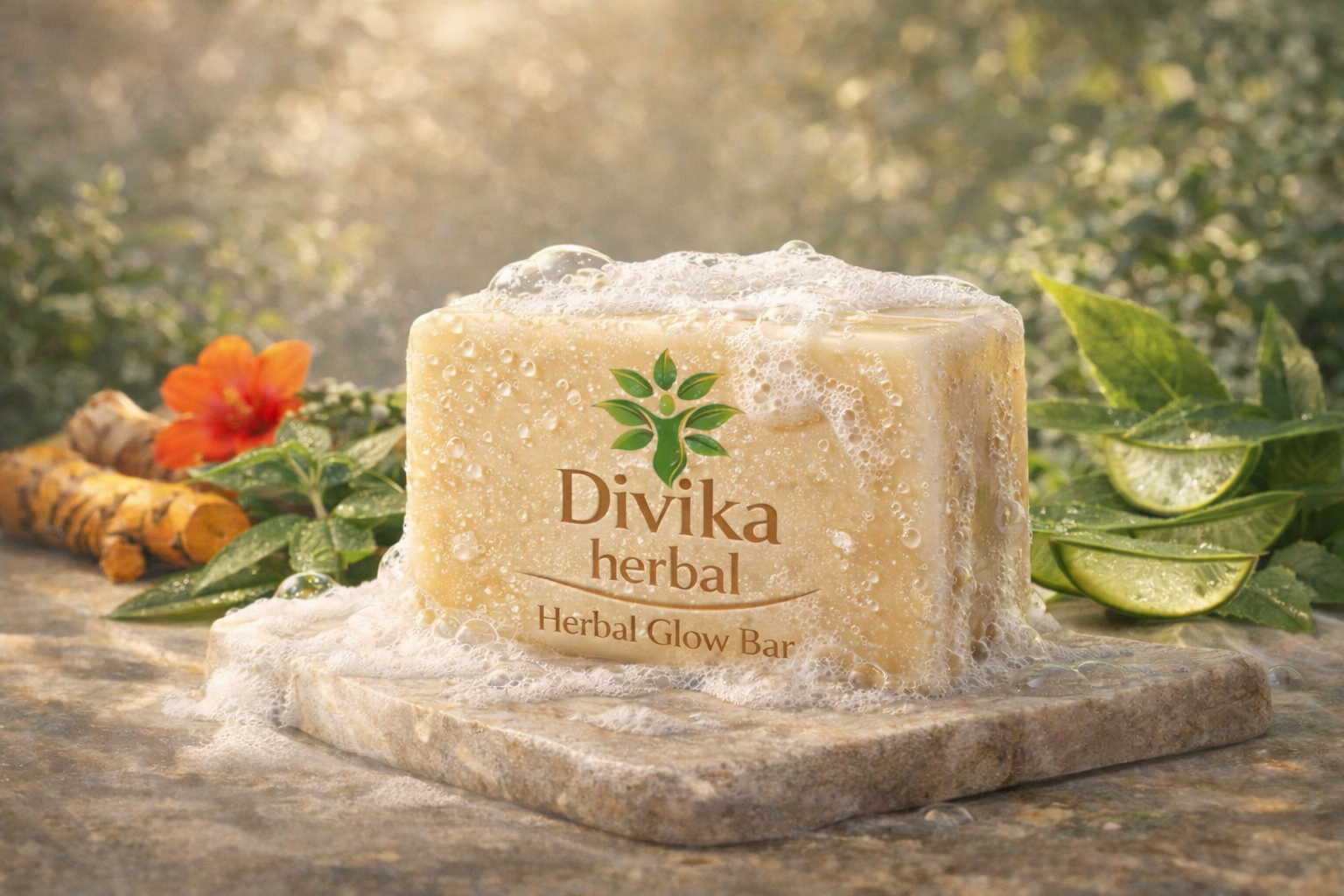 Divika Herbal Glow Bar - Natural Ayurvedic soap for glowing skin